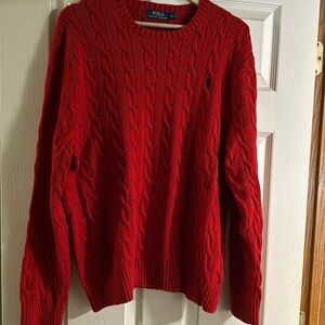 Red cable knit Polo Ralph Lauren sweater
